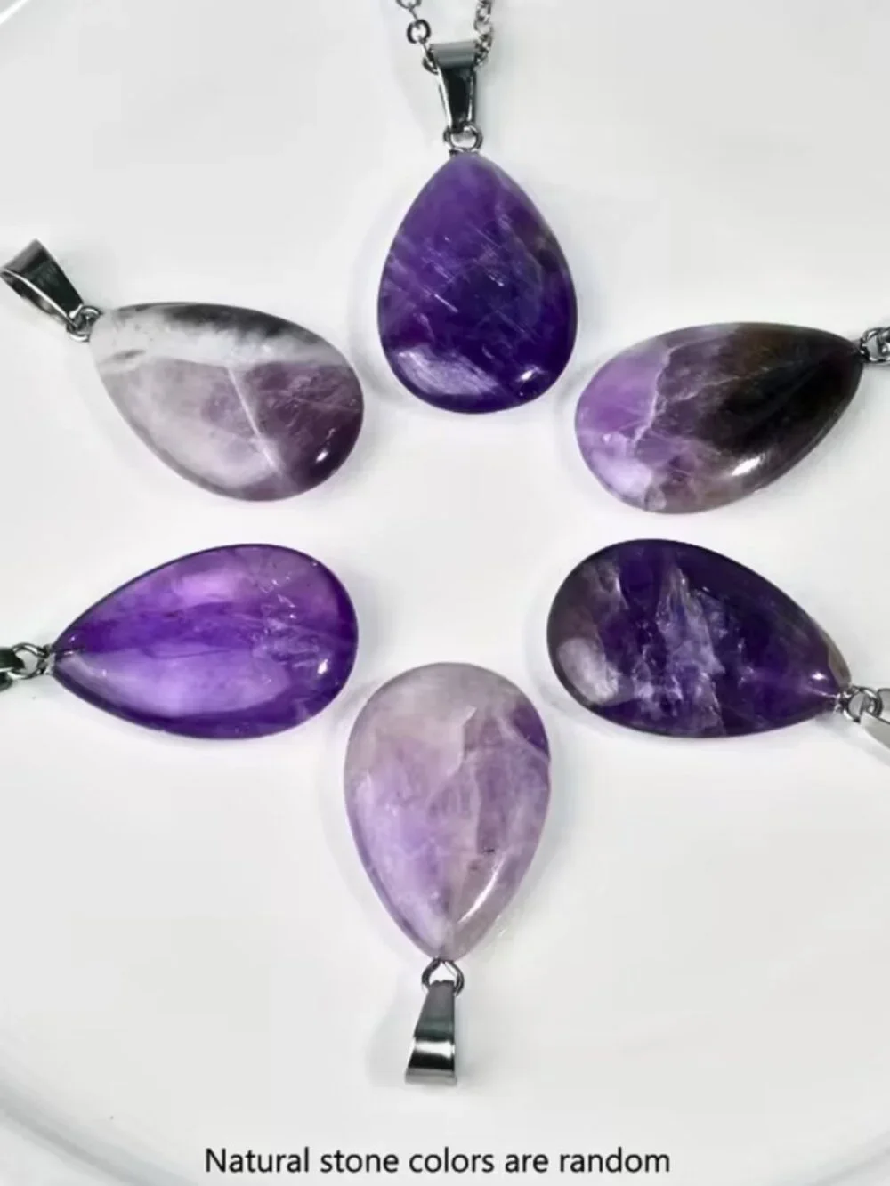 NWT White Gold Plated Amethyst Crystal Jewelry Set Boho Layered Necklace Earring